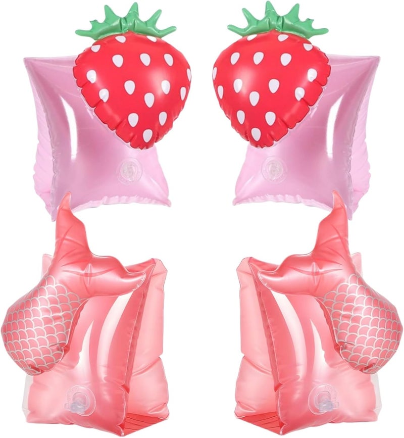 YUNLOVXEE 2 Pack Arm Floaties for Kids - Cute Cartoon Inflatable Pool Arm Floaties Swim Rings, PVC Arm Bands Floater Sleeves for Toddlers Children 3-5-6-12 Years (Watermelon) - Image 1
